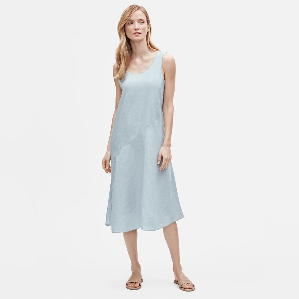 Eileen Fisher Blue Sleeveless Scoop Neck Sundress